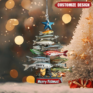 Merry Fishmas Tree - Personalized Fishing Christmas Ornament - 2024 New Release