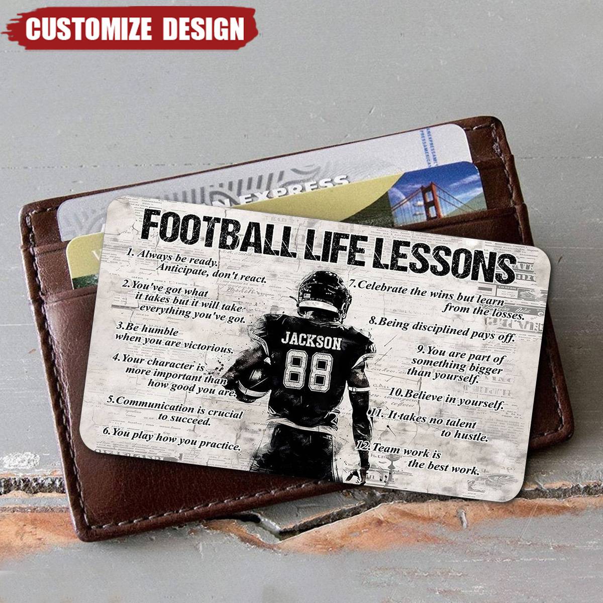 Football Life Lessons-Personalized American Football  Wallet Card