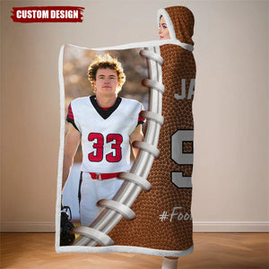 Personalized Photo Wearable Blanket Hoodie - Gift For Volleyball,Soccer,Football Lovers