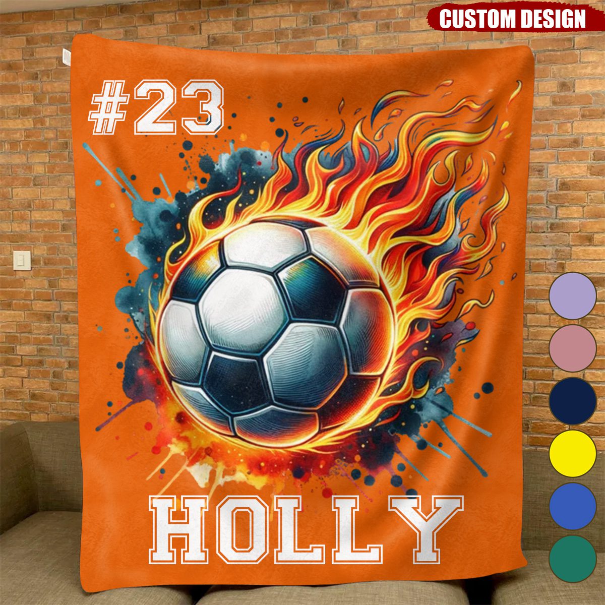 Personalized Flaming Sports Ball Blanket, Gift For Sport Players