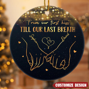 2024 New Release I Want To Be With You Until My Last Page - Couple Personalized Ceramic Round Shaped Ornament - Christmas Gift For Husband Wife, Anniversary