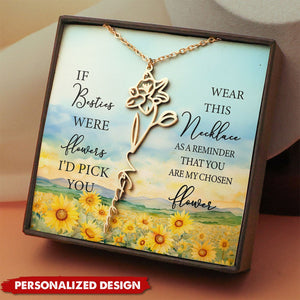 Birth Flower For Friends,Daughter-Personalized Name Necklace