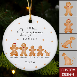 2024 New Release -  Personalised Gingerbread Family Christmas Ceramic Ornament