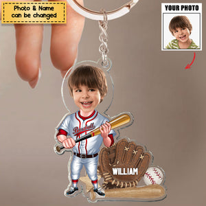 Baseball Player - Personalized Acrylic Keychain - Upload Photo