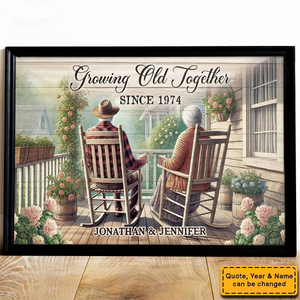 Personalized Gift For Old Couple Sitting Together Poster