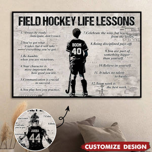 Personalized Field Hockey Life Lessons Poster-Gift For Field Hockey Lovers