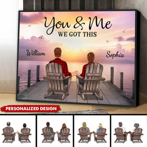 Back View Couple Sitting On The Lake Dock-Personalized Poster-Heartfelt Gift For Couple