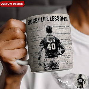 Personalized Rugby Life Lessons Mug - Great Gift For Rugby Lovers