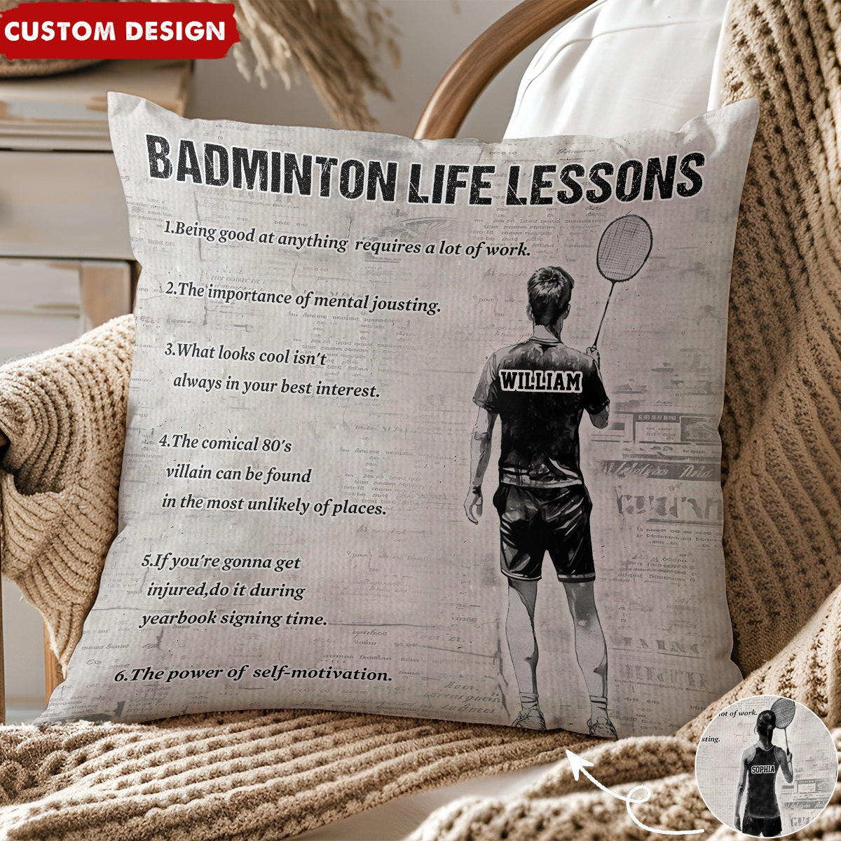 Personalized Badminton Life Lessons Pillow-Gift For Badminton Lovers