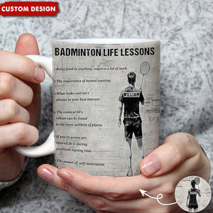 Personalized Badminton Life Lessons Mug-Gift For Badminton Lovers