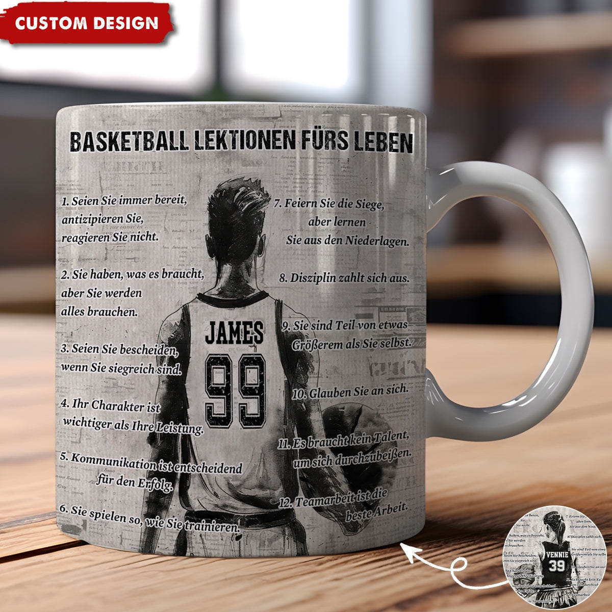 Personalisierte Basketball Junge Mädchen Lebenslektionen Becher-Geschenk für Basketball-Liebhaber