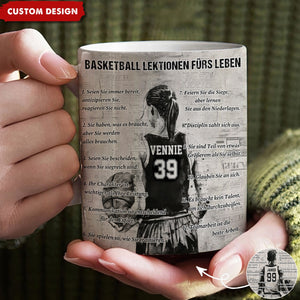 Personalisierte Basketball Junge Mädchen Lebenslektionen Becher-Geschenk für Basketball-Liebhaber