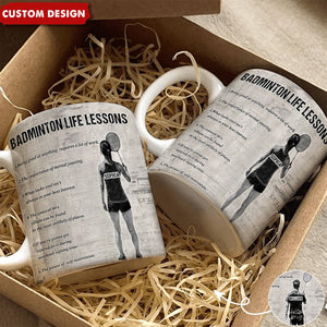 Personalized Badminton Life Lessons Mug-Gift For Badminton Lovers