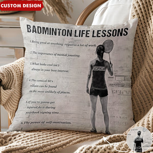 Personalized Badminton Life Lessons Pillow-Gift For Badminton Lovers