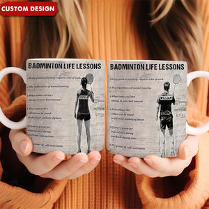 Personalized Badminton Life Lessons Mug-Gift For Badminton Lovers