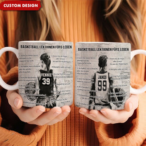 Personalisierte Basketball Junge Mädchen Lebenslektionen Becher-Geschenk für Basketball-Liebhaber