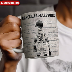 Personalized Kid Baseball Life Lessons Mug - Great Gift For Baseball Lovers