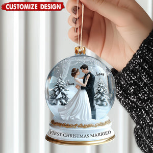 Personalized Our First Christmas Married Ornament Gift for Newlywed Couple-2024 New Release