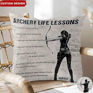 Personalized Archery Life Lessons Pillow-Gift For Archery Lovers