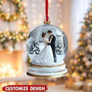 Personalized Our First Christmas Married Ornament Gift for Newlywed Couple-2024 New Release