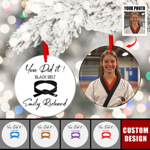 Custom Photo Black Belt Ceramic Ornament - Gift For Taekwondo,Karate,Jiu-Jitsu Lovers