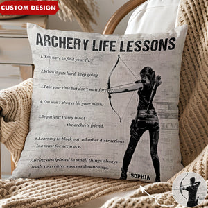 Personalized Archery Life Lessons Pillow-Gift For Archery Lovers