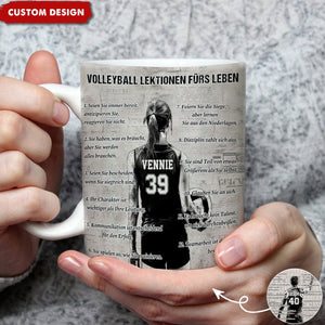 Personalisierte Volleyball Lebenslektionen Becher Geschenk für Volleyball-Liebhaber