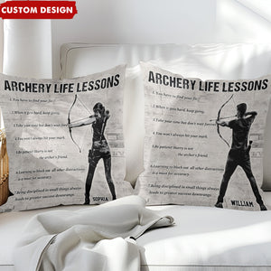 Personalized Archery Life Lessons Pillow-Gift For Archery Lovers