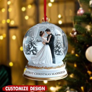 Personalized Our First Christmas Married Ornament Gift for Newlywed Couple-2024 New Release