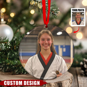 Custom Photo Black Belt Ceramic Ornament - Gift For Taekwondo,Karate,Jiu-Jitsu Lovers