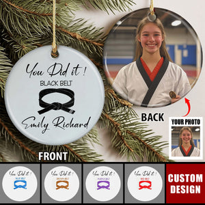 Custom Photo Black Belt Ceramic Ornament - Gift For Taekwondo,Karate,Jiu-Jitsu Lovers