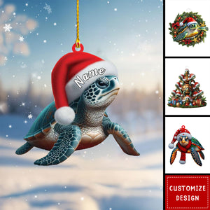 Personalized Christmas Turtle Ornament-Gift for Turtle Lover-2024 New Release