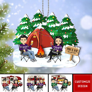 Personalized Camping Couple Christmas Hanging Wooden Ornament - 2024 New Release