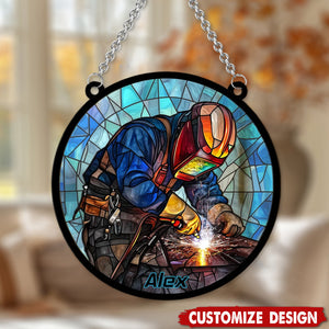 Yes I Know I'm On Fire Let Me Finish-Personalized Welding Suncatcher Ornament, Gift For Welders