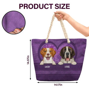 Cute Dogs Aesthetic Pattern - Personalized Beach Bag