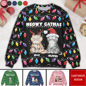 Meowy Catmas Christmas Funny Cats - Personalized Ugly Sweater