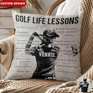 Gift For Golf Lovers-Personalized Golf Life Lessons Pillow