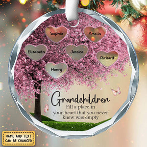 Fill A Place In Your Heart - Family Personalized Custom Circle Glass Ornament - Christmas Gift For Mom, Grandma