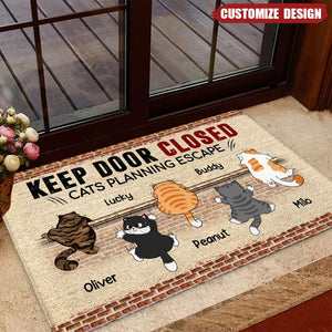 New Release-Cats Planning Escape Naughty Cat Brick Personalized Doormat