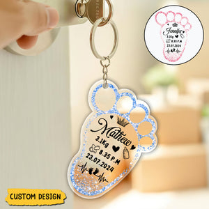 Personalized New Baby Foot Acrylic Keychain