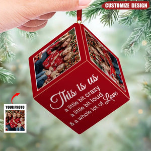 2024 New Release Custom Photo Every Christmas, I Wrap My Family In Love! - Family Personalized Wooden Cube Ornament - Christmas Gift For Family Members