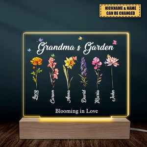 My Garden, My Love - Family Personalized Custom Rectangle Shaped 3D LED Light - Gift For Grandma