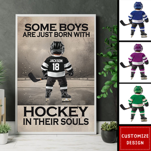 Some Boys Girls Are Just Born With Hockey - Personalized Hockey Kid Poster - Gift For Hockey Lovers