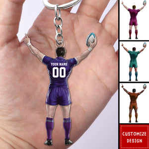 Personalized Rugby Player Keychain - Gifts For Rugby Lovers