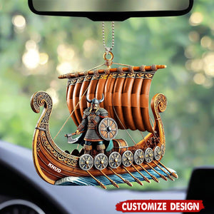 Personalized Viking Ship Car Ornament - Gift For History Enthusiasts