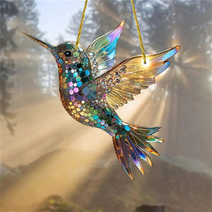 Hummingbird Suncatcher Colorful Window Hanging - Gift For Bird Lovers