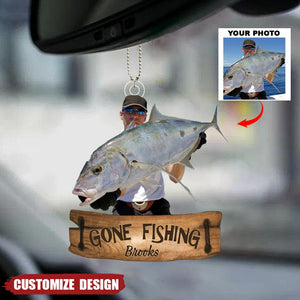 Gone Fishing - Personalized Photo Mica Ornament - Christmas Gift For Fishing Lovers, Fishers, Family