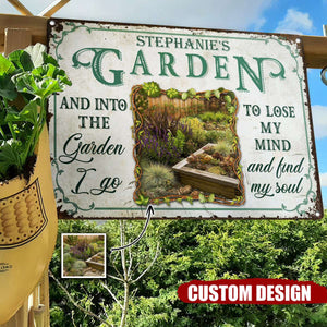 And Into The Garden I Go To - Outdoor Decor For Garden Lovers - Personalized Photo Classic Metal Signs