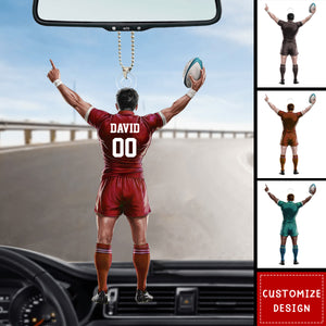 Personalized Rugby Player Car Ornament - Gifts For Rugby Lovers