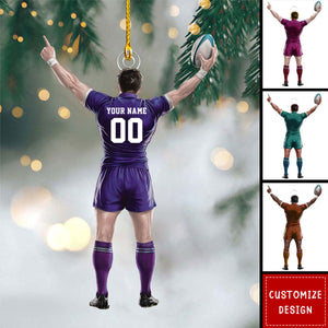 Personalized Rugby Player Christmas Ornament - Gifts For Rugby Lovers